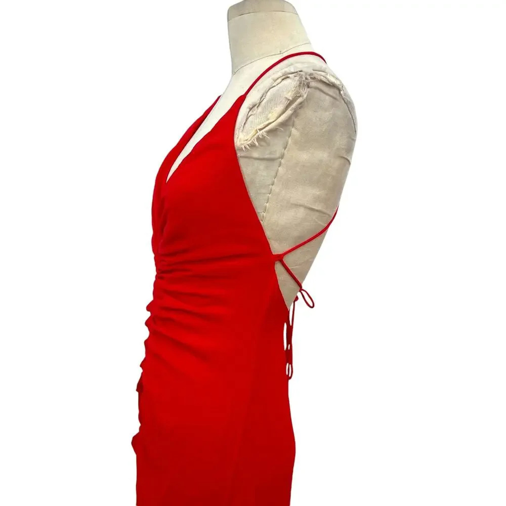 Free People Simone Maxi Dress in Red Ruched Backless Size 2‎ - Picture 9 of 15